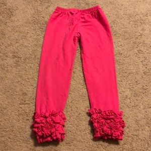Girls pink ruffle leggings